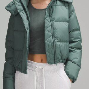 Lululemon WunderPuff Cropped, Dark Olive size 4